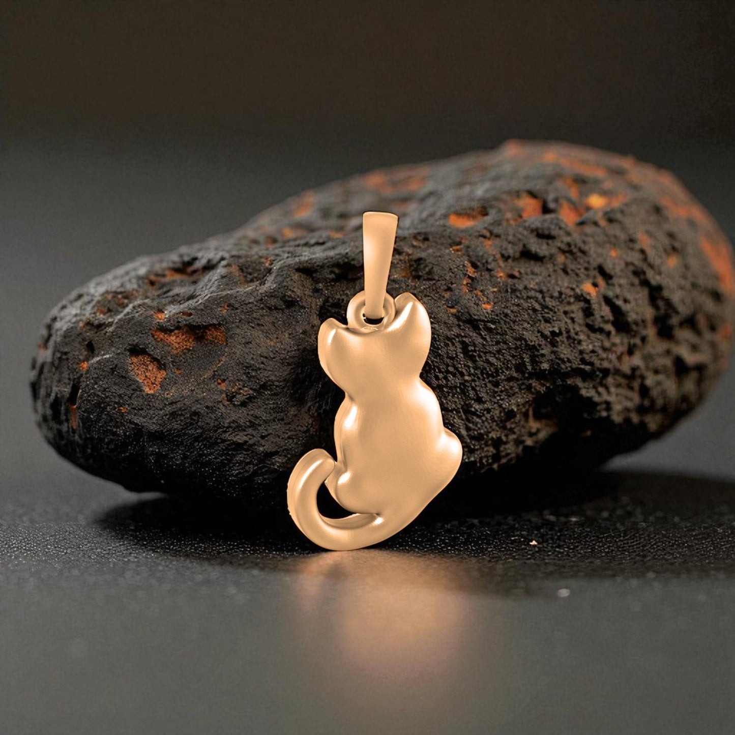 22 CT Gold Plated Silver (92.5% purity) Stylish and Fashionable Cute Cat Pendant by for Kids & Woman