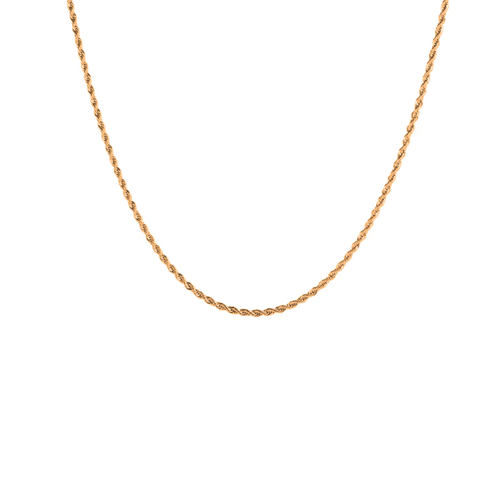 22 CT Gold Plated Silver (92.5% purity) Italian Rope chain (22 inches) for Men, Boys Girls and Women