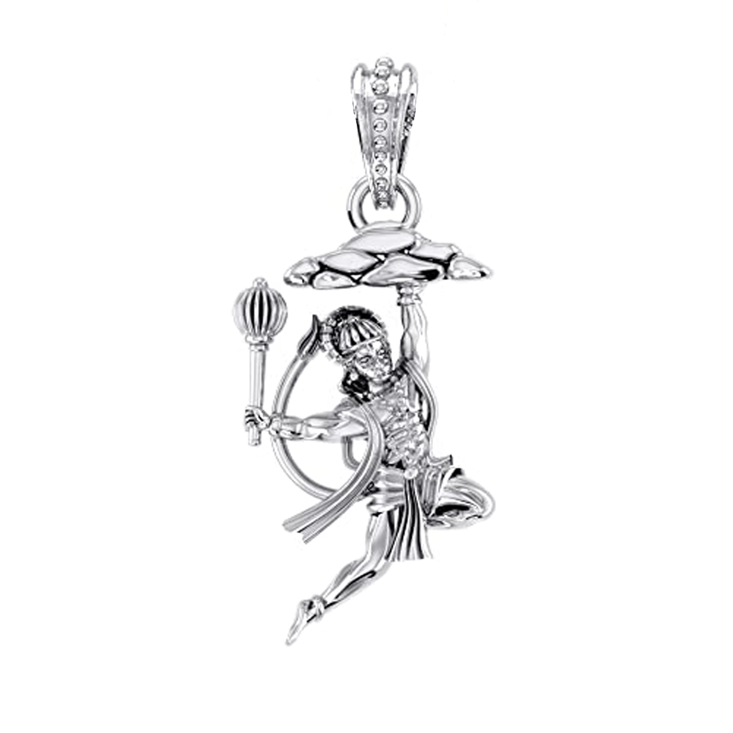 Akshat Sapphire 92.5% Pure Sterling Silver God Hanuman (Big Size) Pendant for Men and Boys