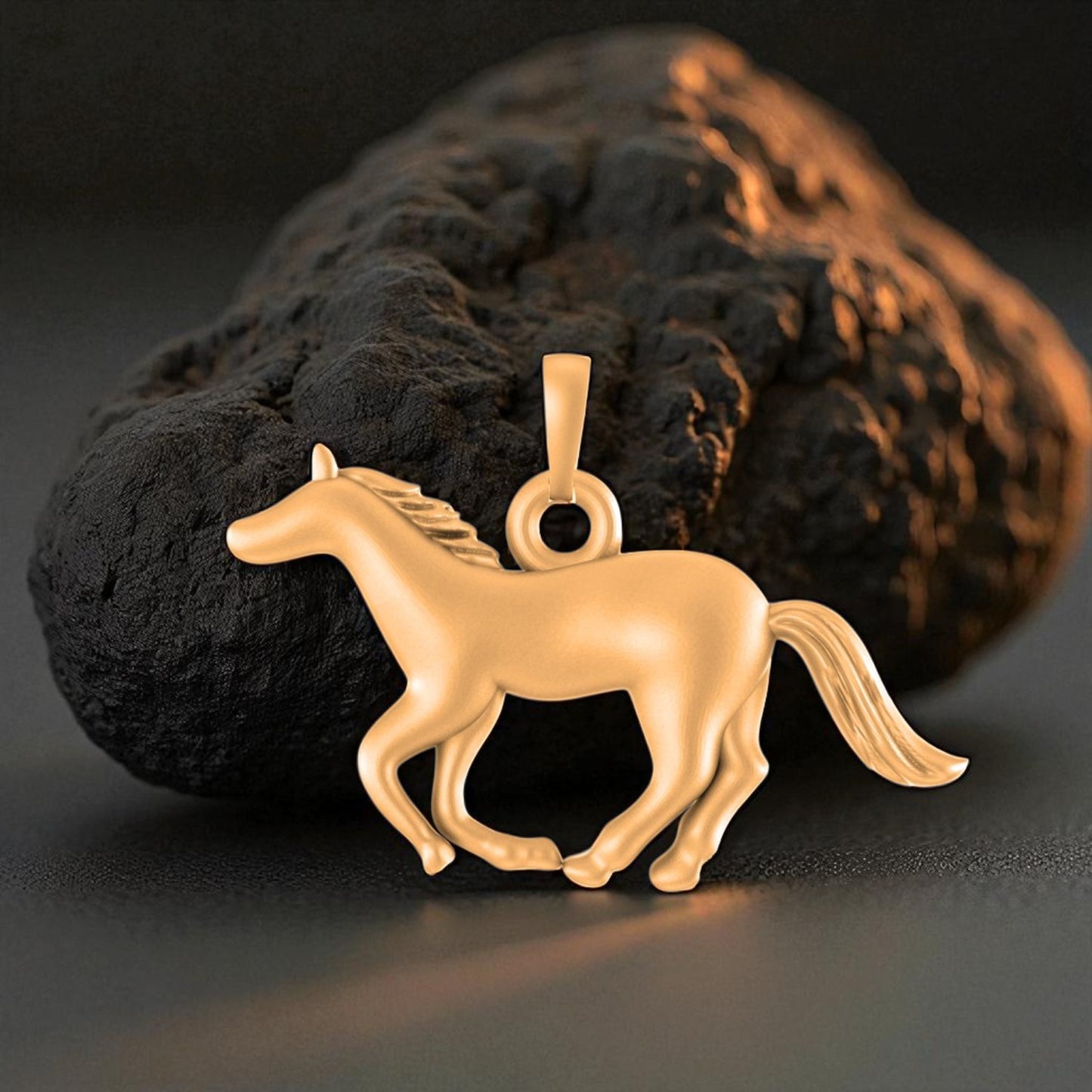 22 CT Gold Plated Silver (92.5% purity) Strength Symbolic Horse Pendant for Men and Women