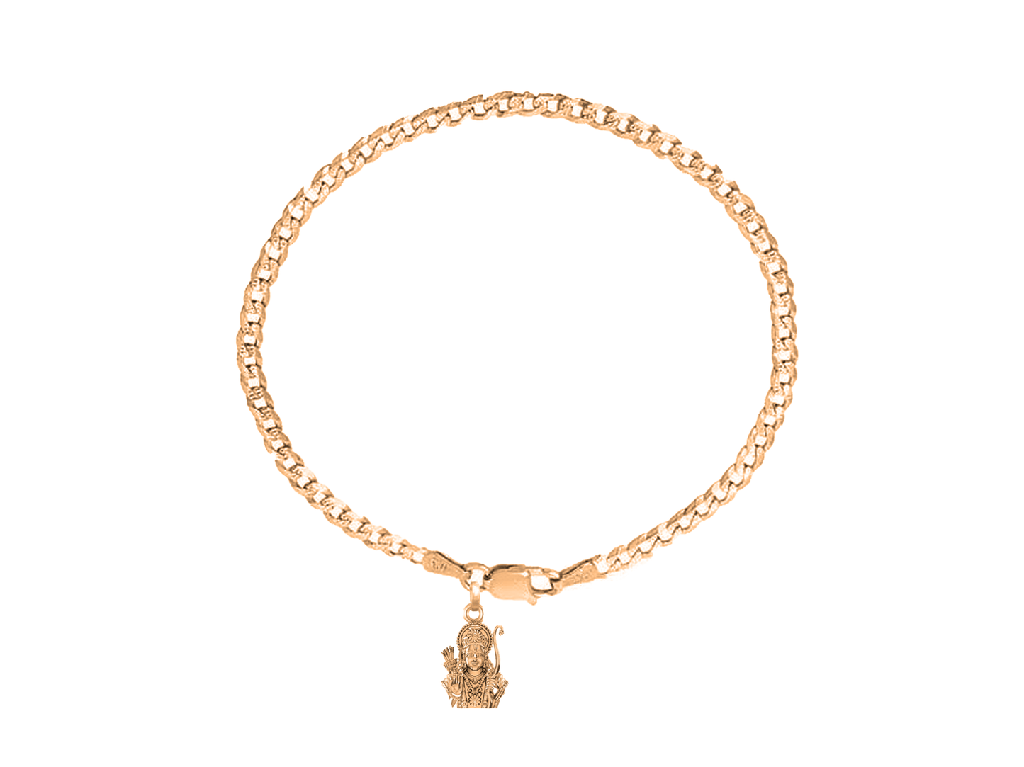 22KT gold plated 92.5% pure Sterling Silver Curb Designer Bracelet with Charm Ram for Men & Boys