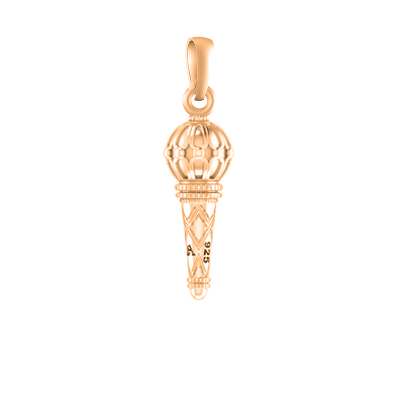 22 CT Gold Plated Silver (92.5% purity) God Hanuman Bajrang Bali Gada Pendant by for Kids