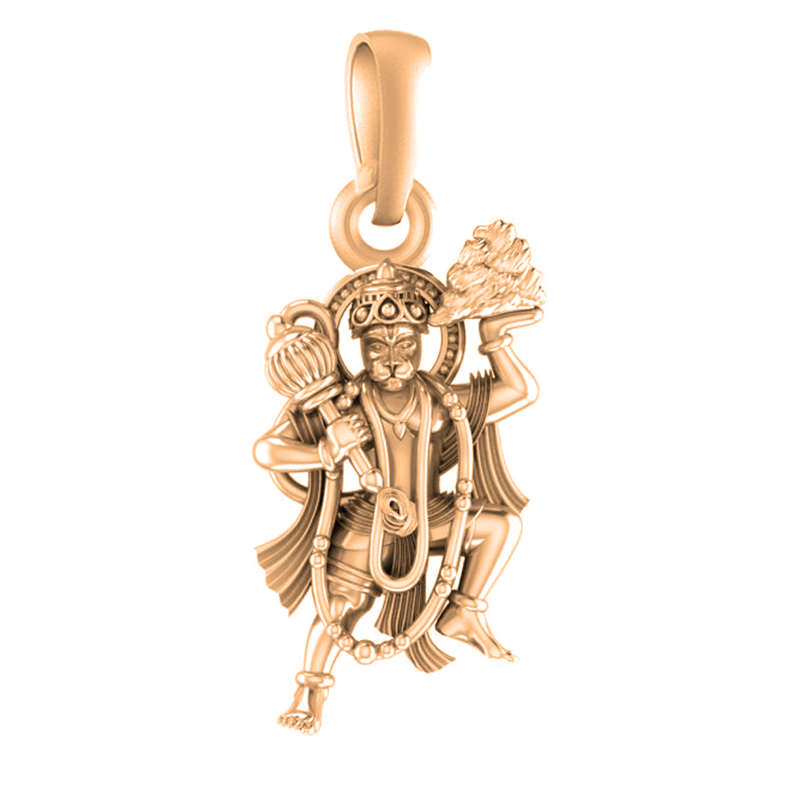 22 CT Gold Plated Silver (92.5% purity) God Hanuman Bajrang Bali Pendant by for Kids