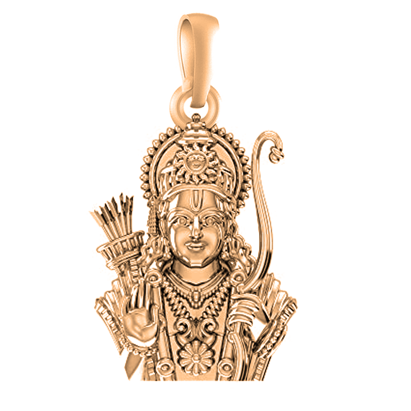 22 CT Gold Plated Silver (92.5% purity) God Shree Ram Pendant by for Kids & Woman