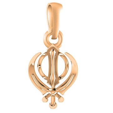 22 CT Gold Plated Silver (92.5% purity) Sikh Khanda symbol Pendant by Akshat Sapphire for Kids and Woman