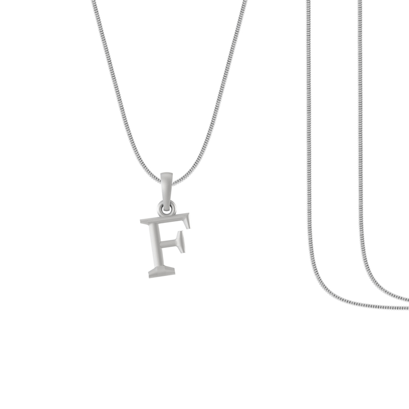 Alphabet Silver Chain Pendant (92.5% purity) for kids upto 4 years by (Snake Chain: 12 Inches)