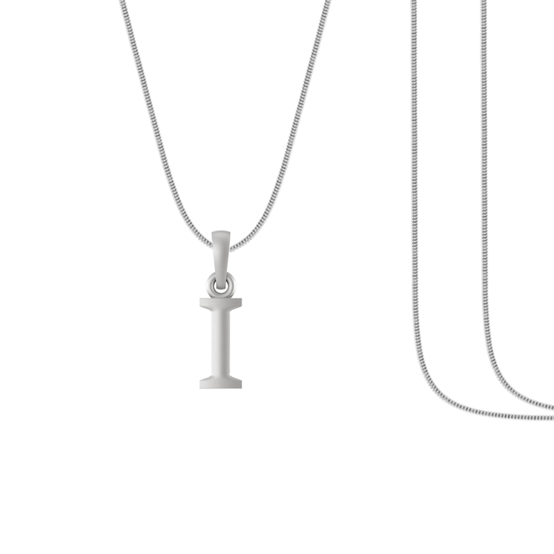 Alphabet Silver Chain Pendant (92.5% purity) for kids upto 4 years by (Snake Chain: 12 Inches)