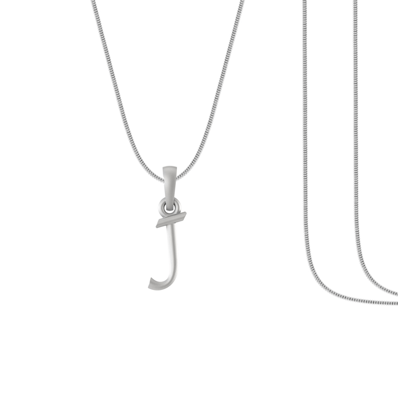 Alphabet Silver Chain Pendant (92.5% purity) for kids by (Snake Chain: 15 Inches)