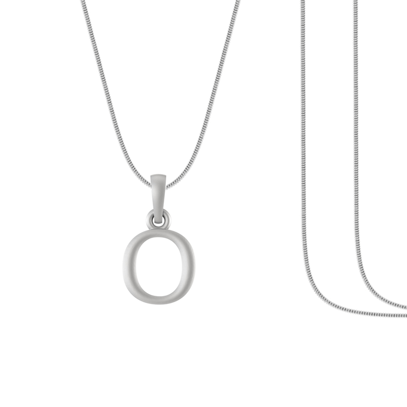 Alphabet Silver Chain Pendant (92.5% purity) for kids upto 4 years by (Snake Chain: 12 Inches)