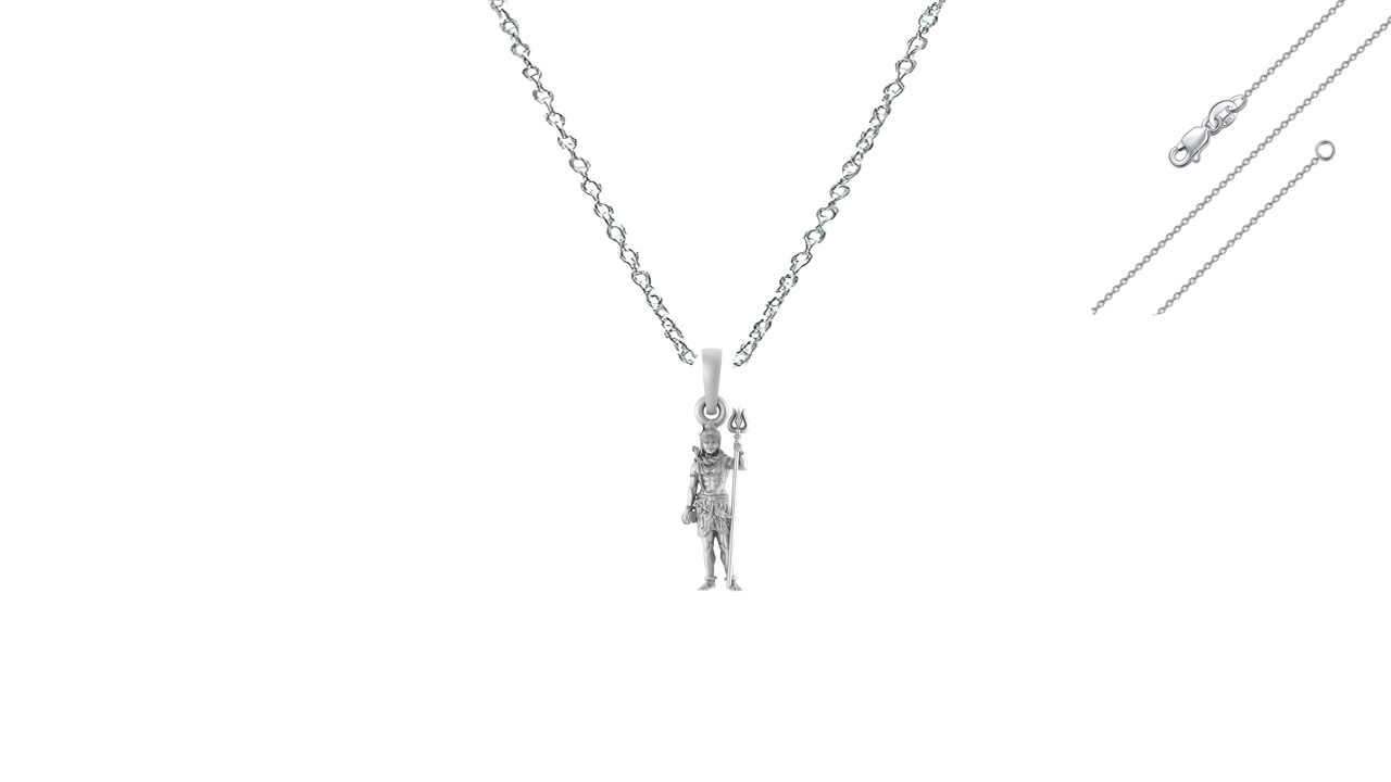 God Shiva Pure Silver 92.5% purity Chain pendant by Shiva Pendant (Pendant with Anchor Chain-22 inches)