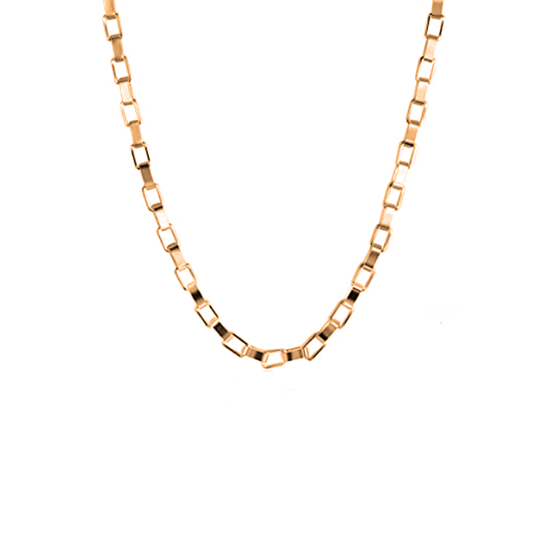 22  CT Gold Plated Silver (92.5% purity) Italian Box chain (22 inches) for Men, Boys Girls and Women