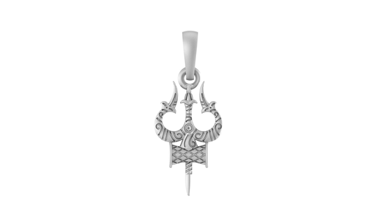 Pure Sterling Silver God Shiva Trishul (Premium Big Size) Pendant for Men & Women by Akshat Sapphire – 92.5 Silver - PB7007