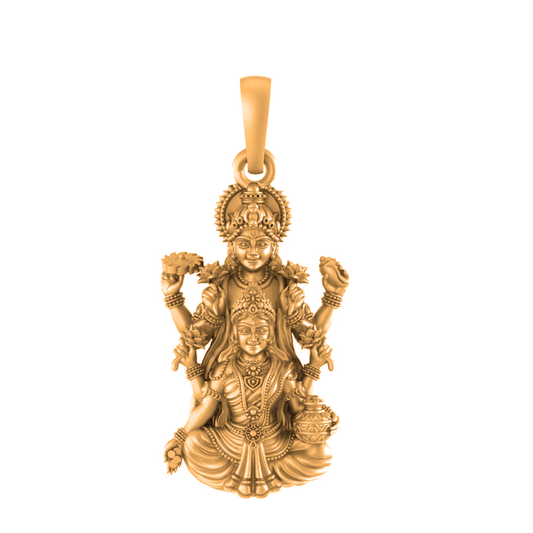 22CT Gold Plated Silver 92.5 Vishnu Laxmi (Big Size) Pendant for Men & Women by Akshat Sapphire-PB7229_gold