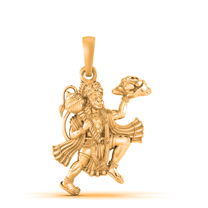 22 CT Gold Plated Silver (92.5% purity) God Hanuman/Bajrang Bali (Big Size) Pendant for Men