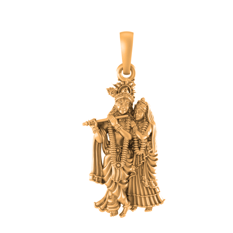 22 CT Gold Plated Silver (92.5% purity) God Radha Krishna Pendant (Big Size) for Men and Women