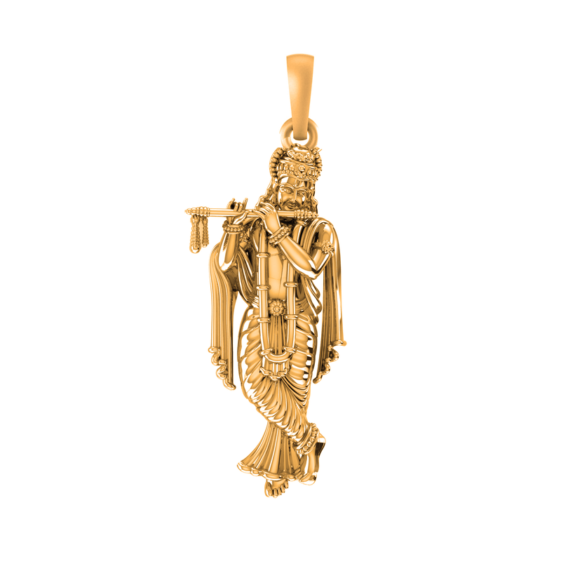 22 CT Gold Plated Silver (92.5% purity) God Krishna Pendant (Big Size) for Men and Women