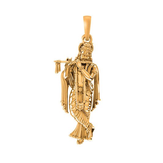22CT Gold Plated Silver 92.5 Purity God Krishna (big Size) Pendant for Men & Women by Akshat Sapphire-PB7268_Gold