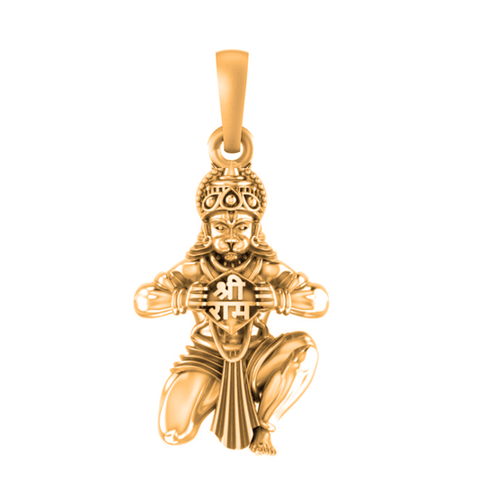 22CT Gold Plated Silver 92.5 Purity God Panchmukhi Hanuman (Premium big size) Pendant for Men by Akshat Sapphire-PB7277_Gold