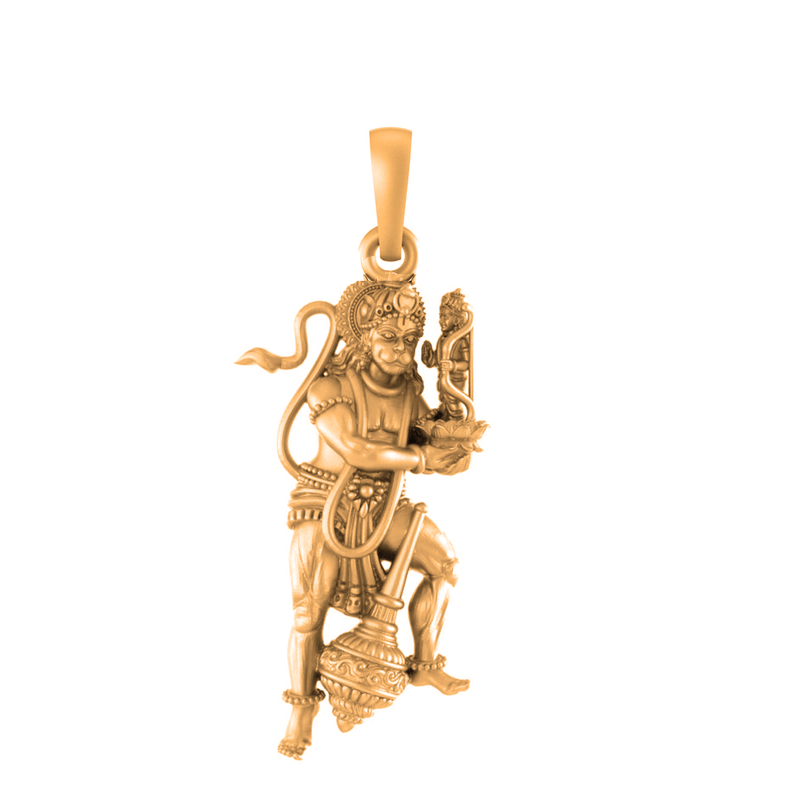 22 CT Gold Plated Silver (92.5% purity) God Hanuman/Bajrang Bali (Big Size) Pendant for Men