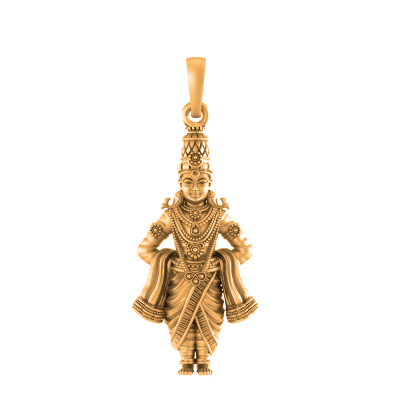 22 CT Gold Plated Silver 92.5 purity God Vitthal Pendant Big Size for Men and Women