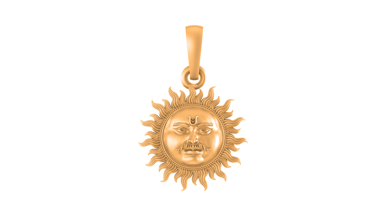 22 CT Gold Plated Silver 92.5 purity Divine God Sun Big Size Pend
