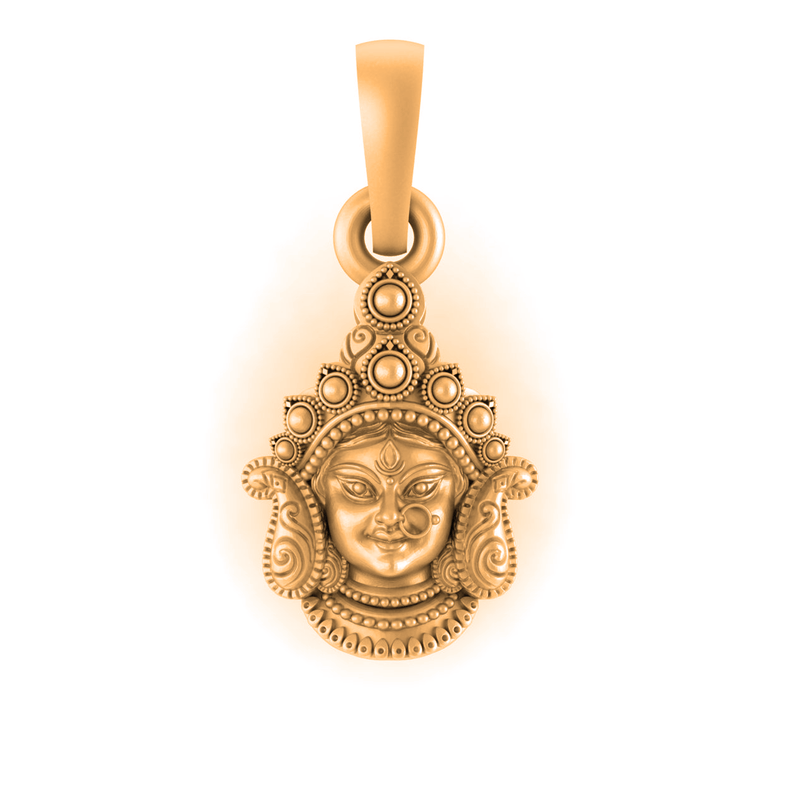 22 CT Gold Plated Silver (92.5% purity) Goddess Durga Maa Pendant for Men and Women