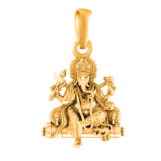 22 CT Gold Plated Silver (92.5% purity)God Ganesh Pendant for Men, Boys Girls and Women