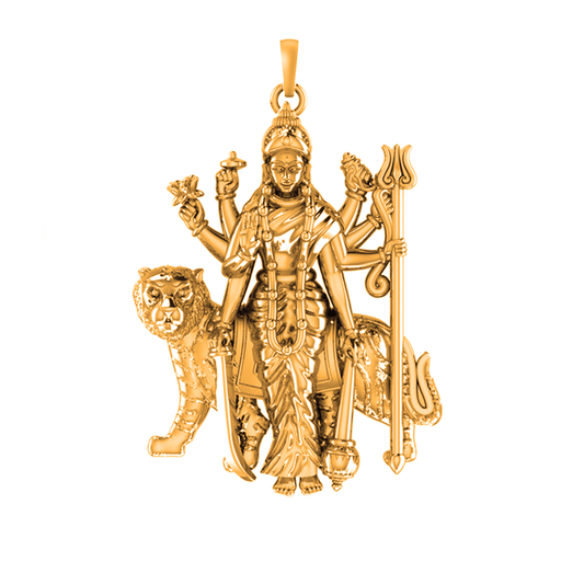 22 CT Gold Plated Silver (92.5% purity) Goddess Durga maa Pendant for Men and Women