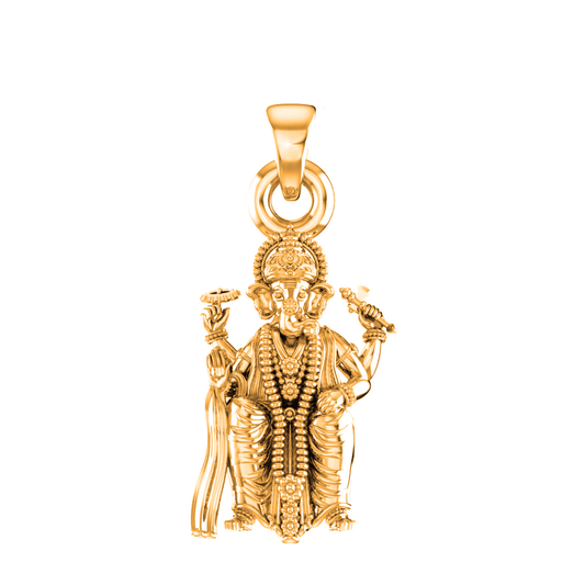 22 CT Gold Plated Silver (92.5% purity)God Ganesh Pendant for Men, Boys Girls and Women
