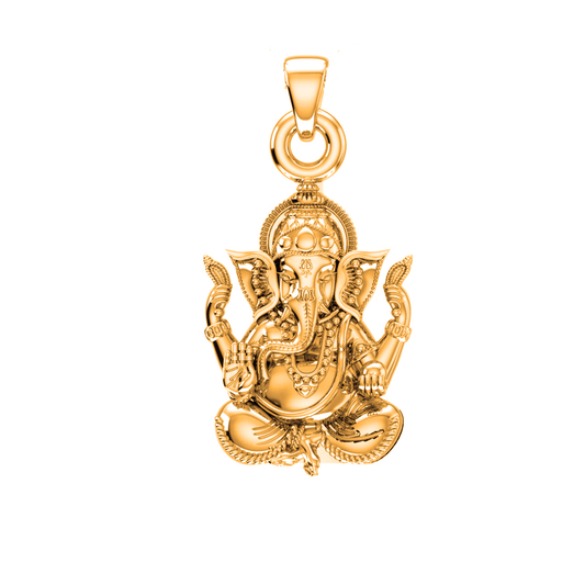22 CT Gold Plated Silver (92.5% purity)God Ganesh Pendant for Men, Boys Girls and Women