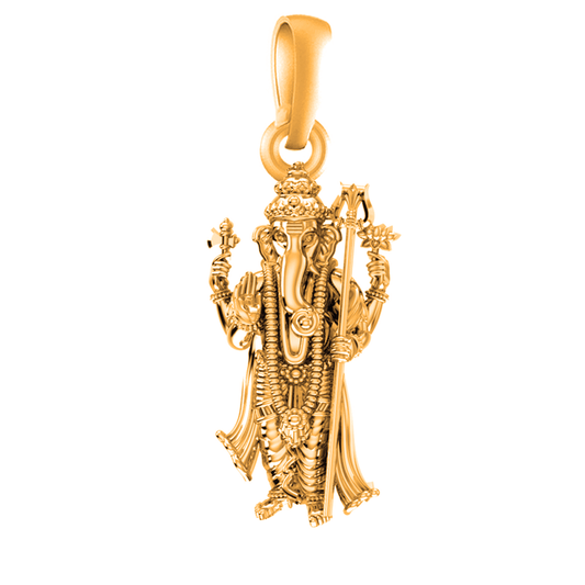 22 CT Gold Plated Silver (92.5% purity)God Ganesh Pendant for Men, Boys Girls and Women