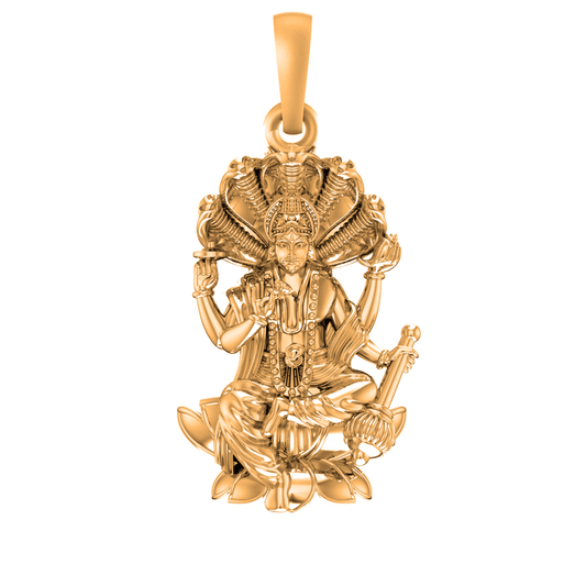 22 CT Gold Plated Silver (92.5% purity) God Vishnu Pendant for Men and Women