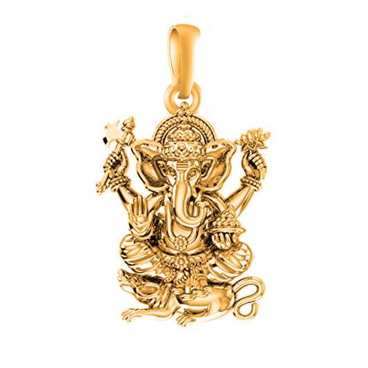 22 CT Gold Plated Silver (92.5% purity) God Ganesh Pendant for Men and women