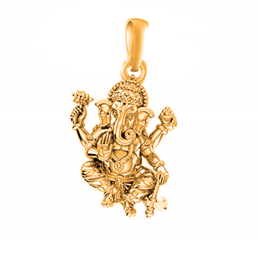 22 CT Gold Plated Silver (92.5% purity) God Ganesh Pendant for Men and women