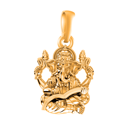 22 CT Gold Plated Silver (92.5% purity)God Ganesh Pendant for Men, Boys Girls and Women