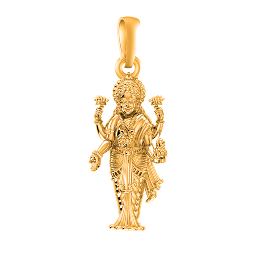 22 CT Gold Plated Silver (92.5% purity) Goddess Laxmi Ji Pendant for Men and Women