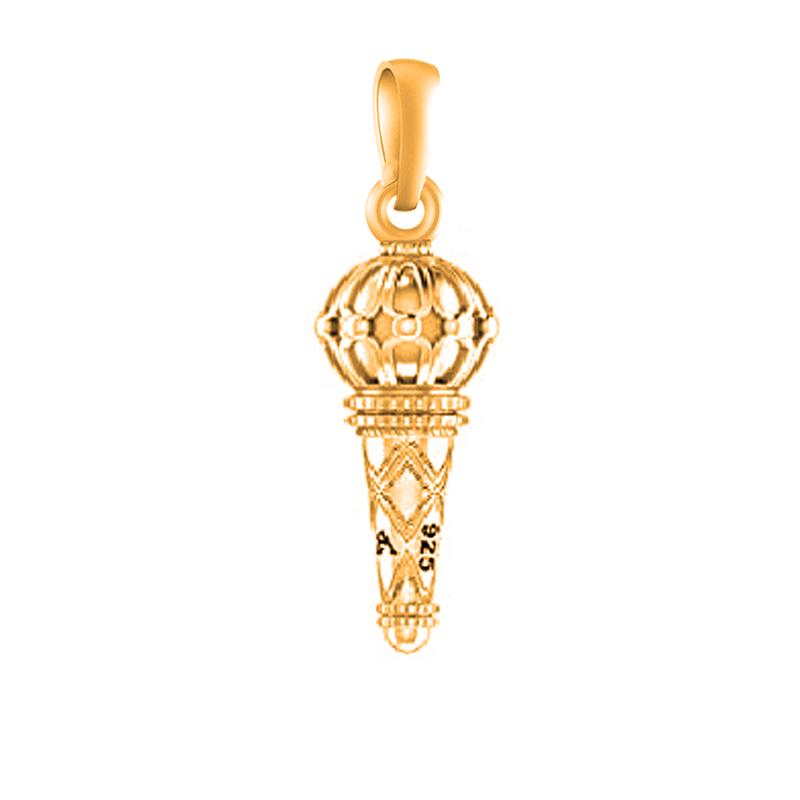 22 CT Gold Plated Silver (92.5% purity) God Hanuman/Bajrang Bali Gada Pendant by for Men