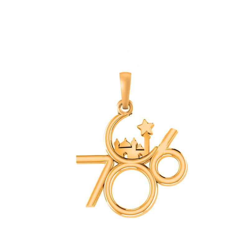22 CT Gold Plated Silver (92.5% purity)  religious and lucky 786 Pendant for Men and Women