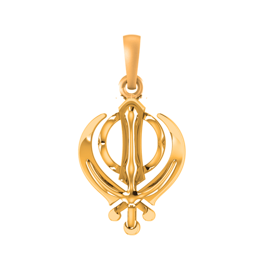 22 CT Gold Plated Silver (92.5% purity) religious Sikh Khanda symbol Pendant for Men and Women