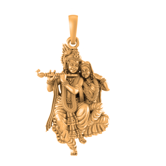 22 CT Gold Plated Silver (92.5% purity) God Radha Krishna Pendant for Men and Women