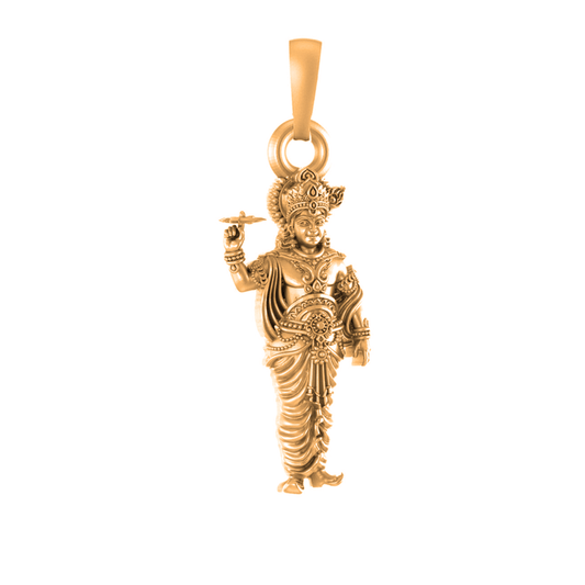 22 CT Gold Plated Silver (92.5% purity) God Krishna Pendant for Men and Women