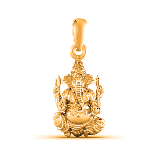 22 CT Gold Plated Silver (92.5% purity)God Ganesh Pendant for Men, Boys Girls and Women