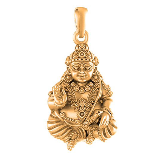 22CT Gold Plated Silver 92.5 Purity God Kuber (Regular Size) Pendant for Men & Women by Akshat Sapphire-PM7237_Gold