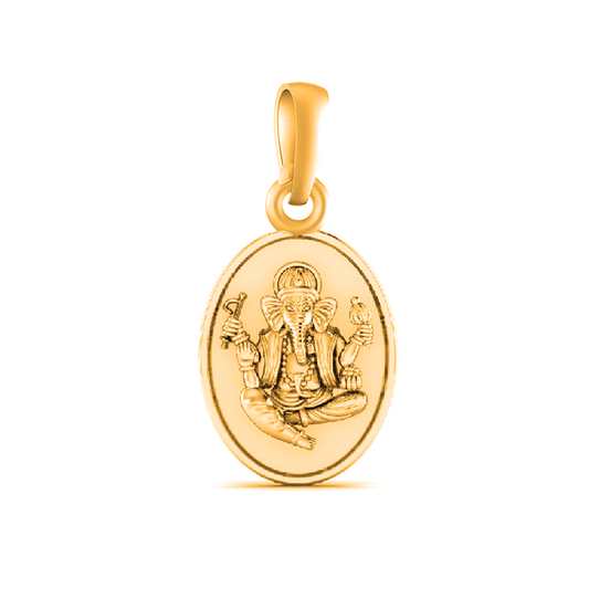 22 CT Gold Plated Silver (92.5% purity)God Ganesh Pendant for Men, Boys Girls and Women