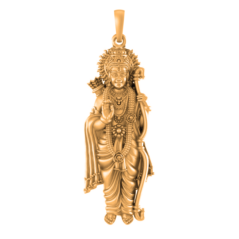22 CT Gold Plated Silver (92.5% purity) God Ram Pendant for Men and Women