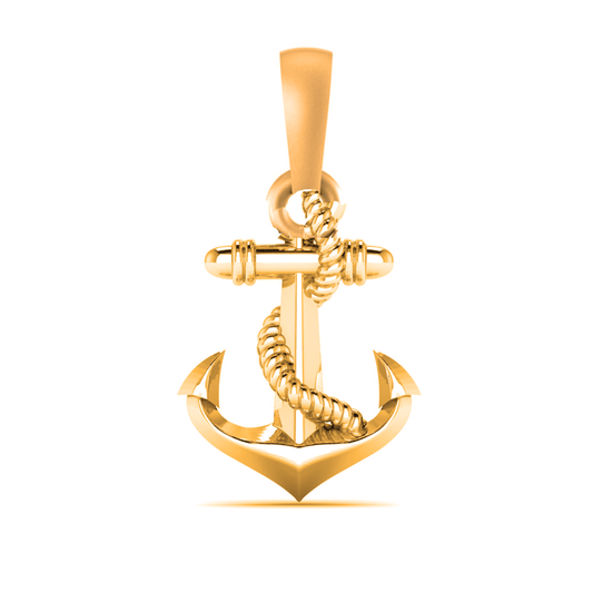 22CT Gold Plated Silver 92.5 Purity Stylish Anchor (Regular Size) Pendant for Men & Women by Akshat Sapphire-PM7263_Gold