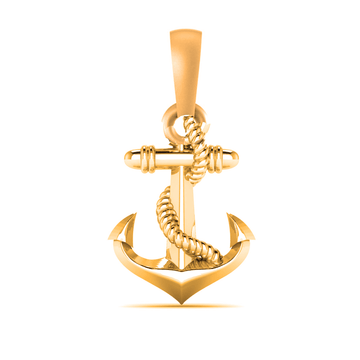 22 CT Gold Plated Silver (92.5% purity) Ship Anchor Pendant for Men and Women