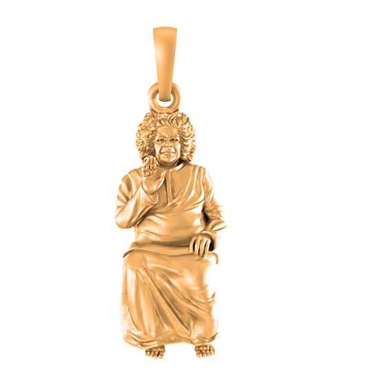 22 CT Gold Plated Silver (92.5% purity) God Satya Sai baba Pendant for Men and Women