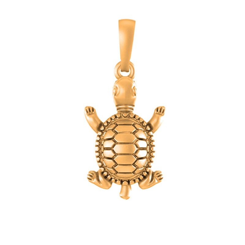 22 CT Gold Plated Silver (92.5% purity) Prosperity and Piece Symbolic Tortoise Pendant for Men and Women