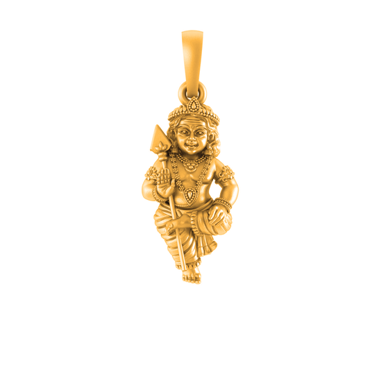 22CT Gold Plated Silver 92.5 Purity God Kartikeya Pendant for Men & Women by Akshat Sapphire-PM7361_gold